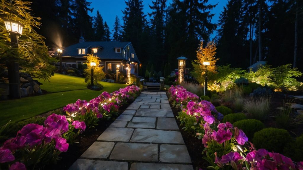 outdoor lighting installation by Levy's Lawns and Landscaping