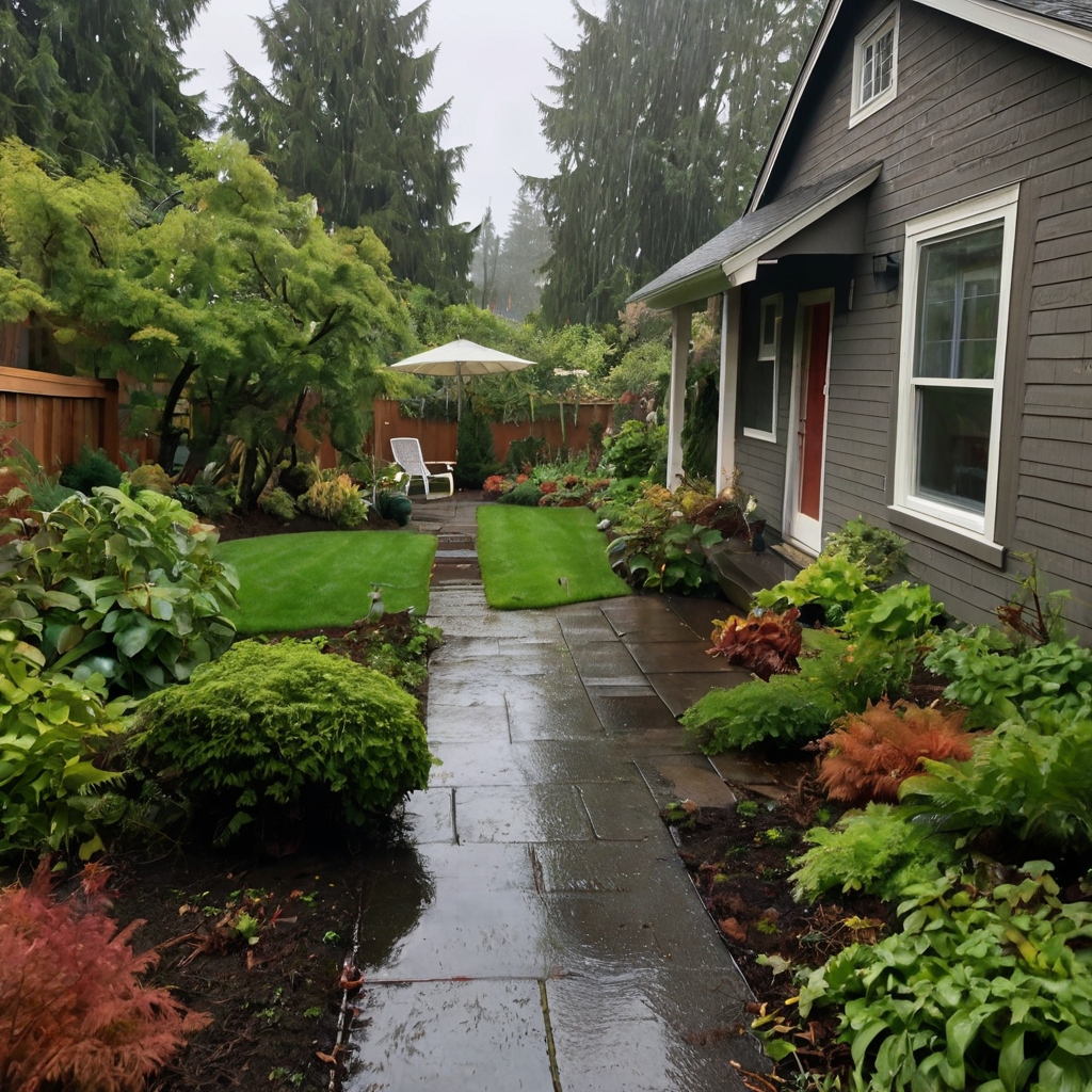 wet rainy seattle yard